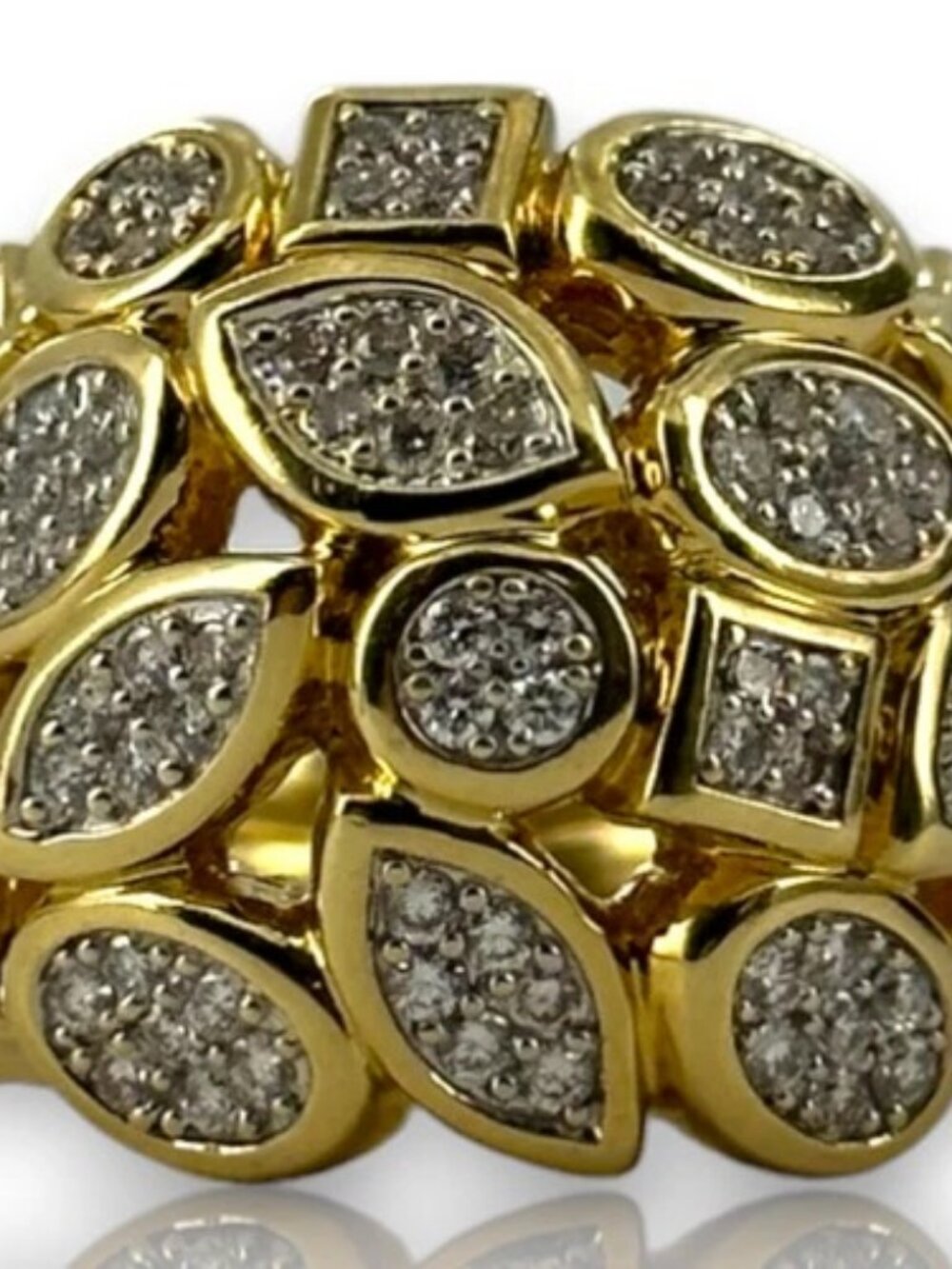 David Yurman Wide Diamond Dome Confetti Ring Yellow Gold 18k 750 Size 6